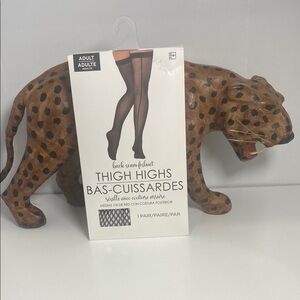 Back Seam Thigh High fishnet stockings - Black